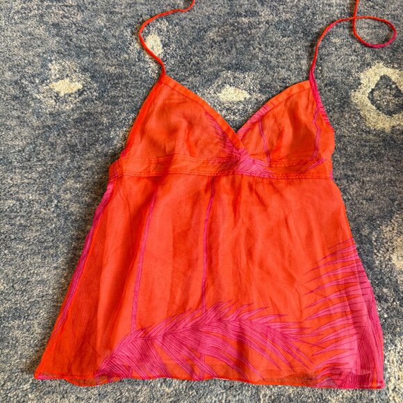 Red Silk Theory Halter Top - Picture 1 of 3